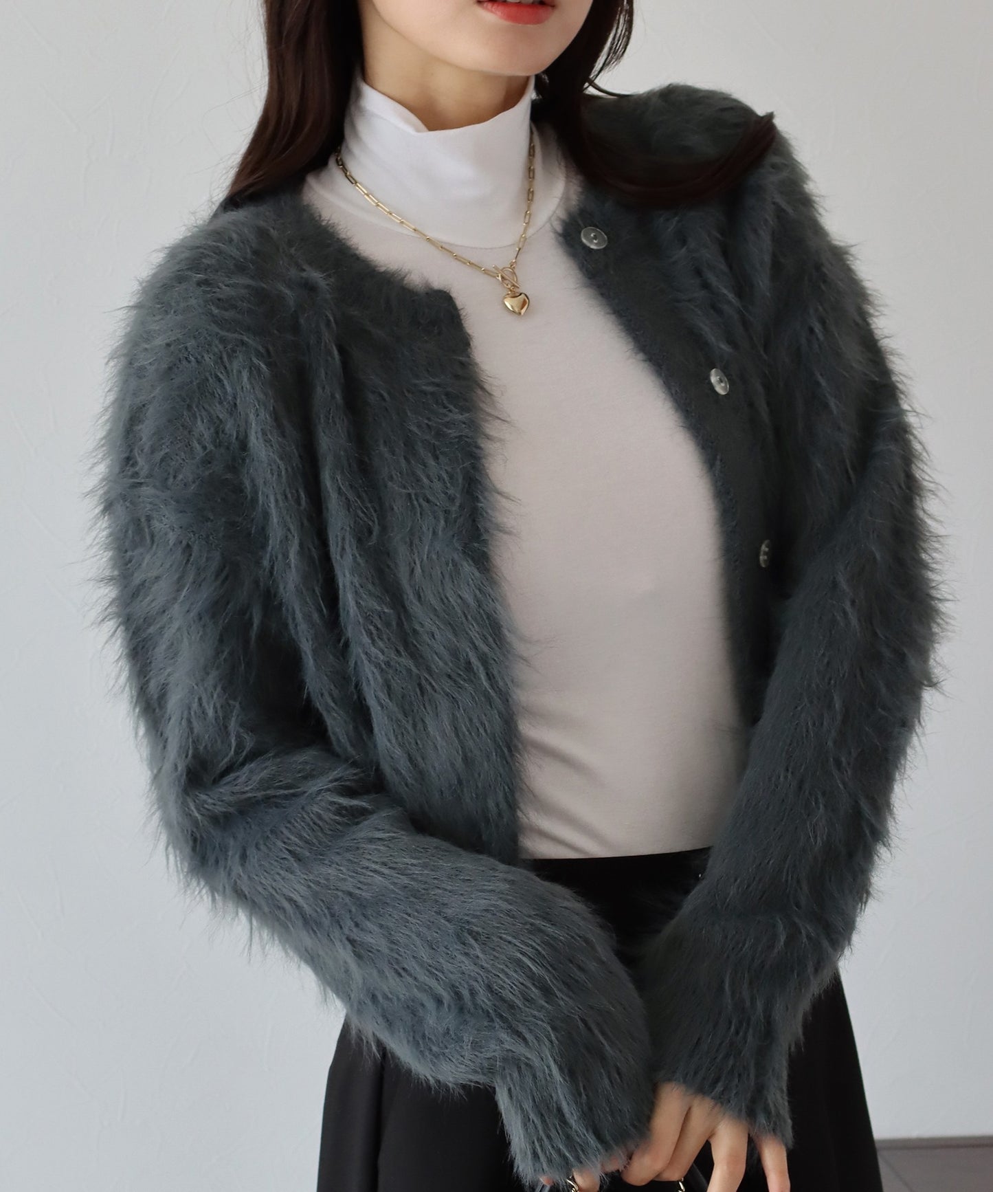 【TIME SALE】シャギーニットショートカーディガン