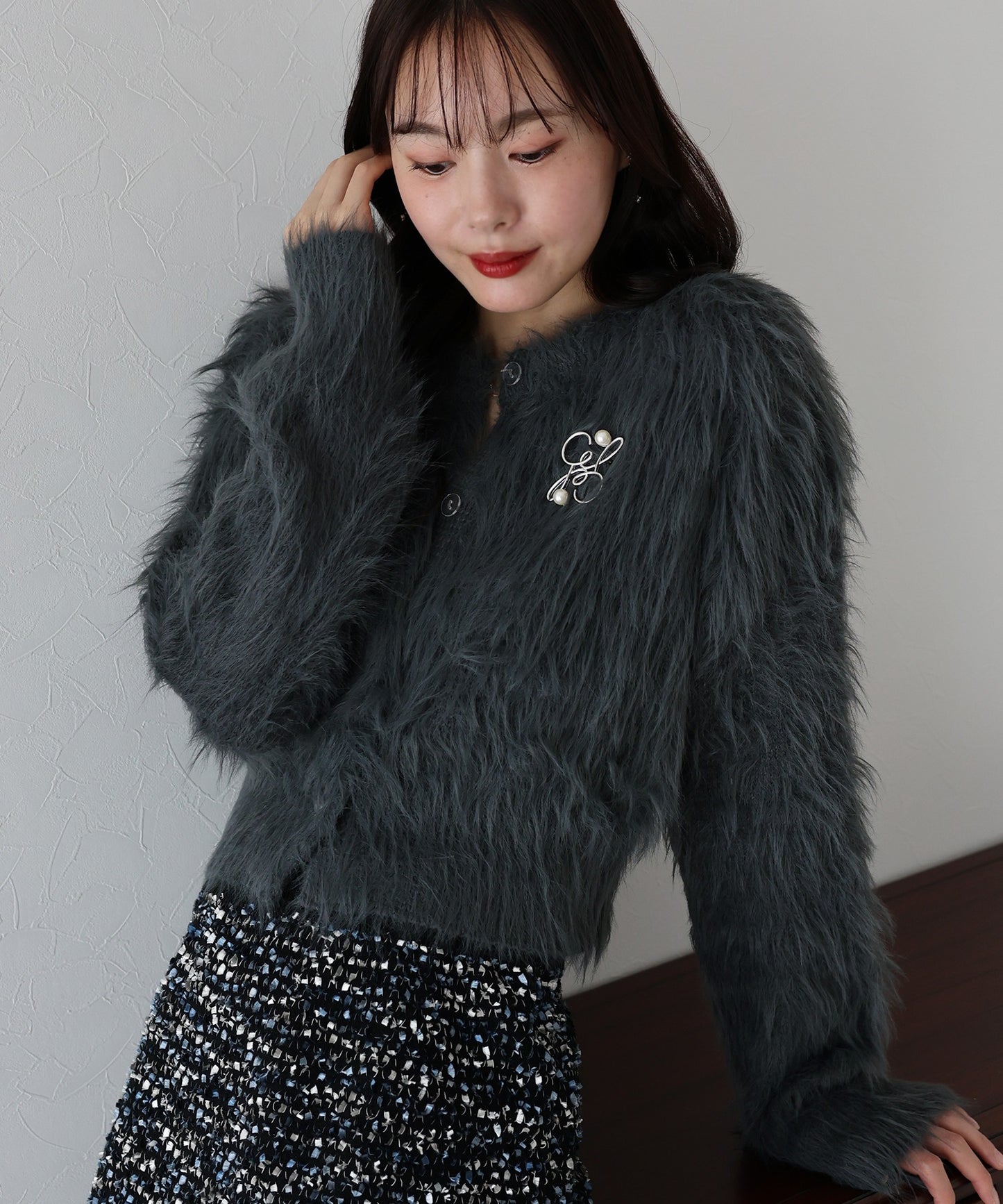 【TIME SALE】シャギーニットショートカーディガン