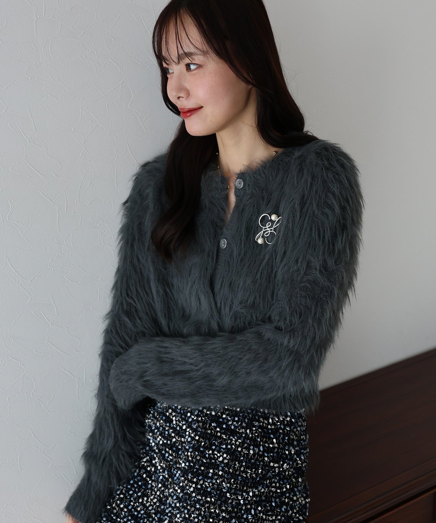 【TIME SALE】シャギーニットショートカーディガン