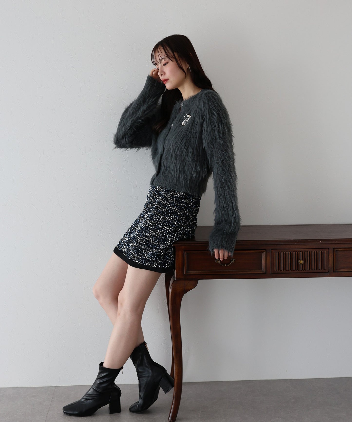 【TIME SALE】シャギーニットショートカーディガン