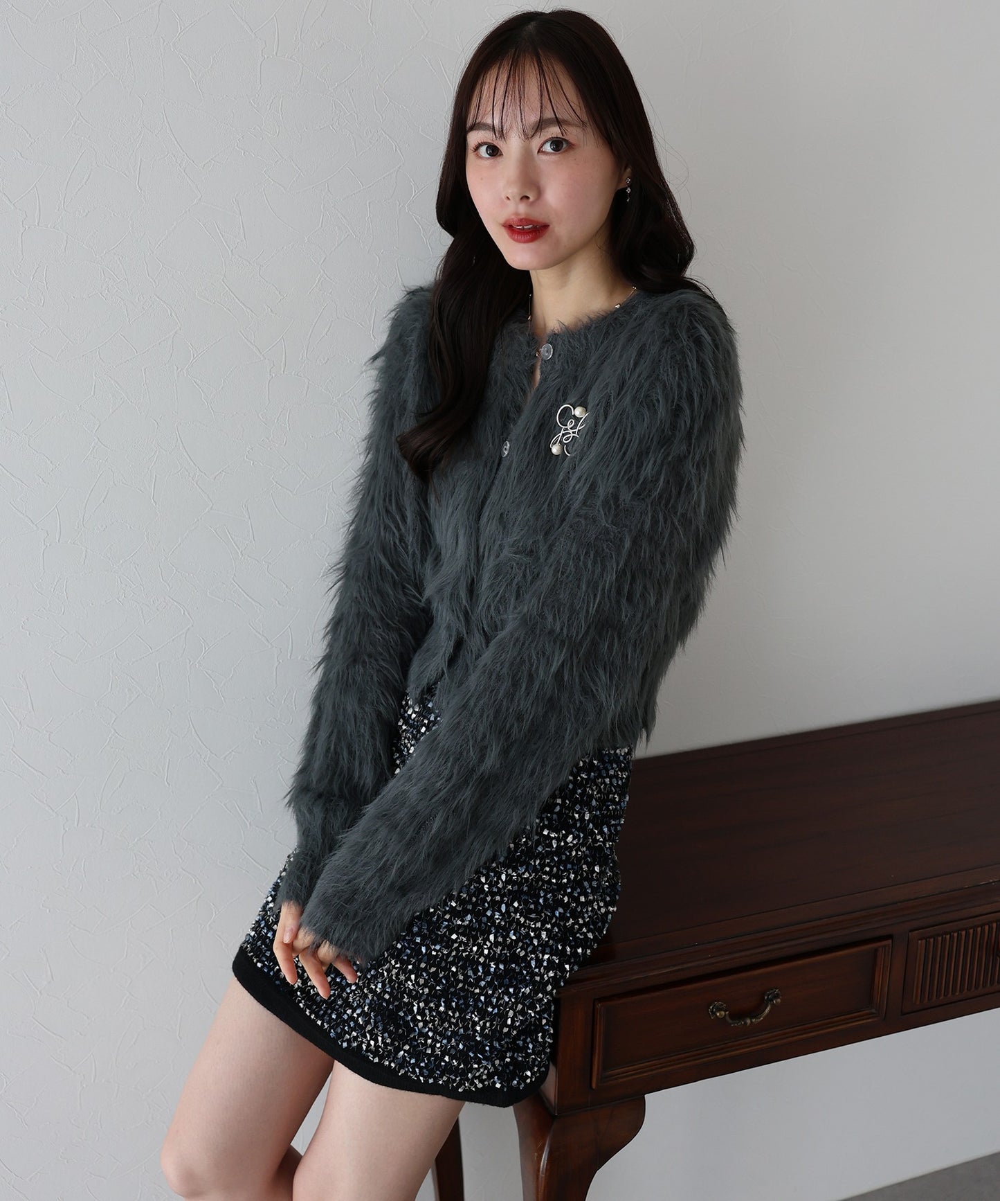 【TIME SALE】シャギーニットショートカーディガン