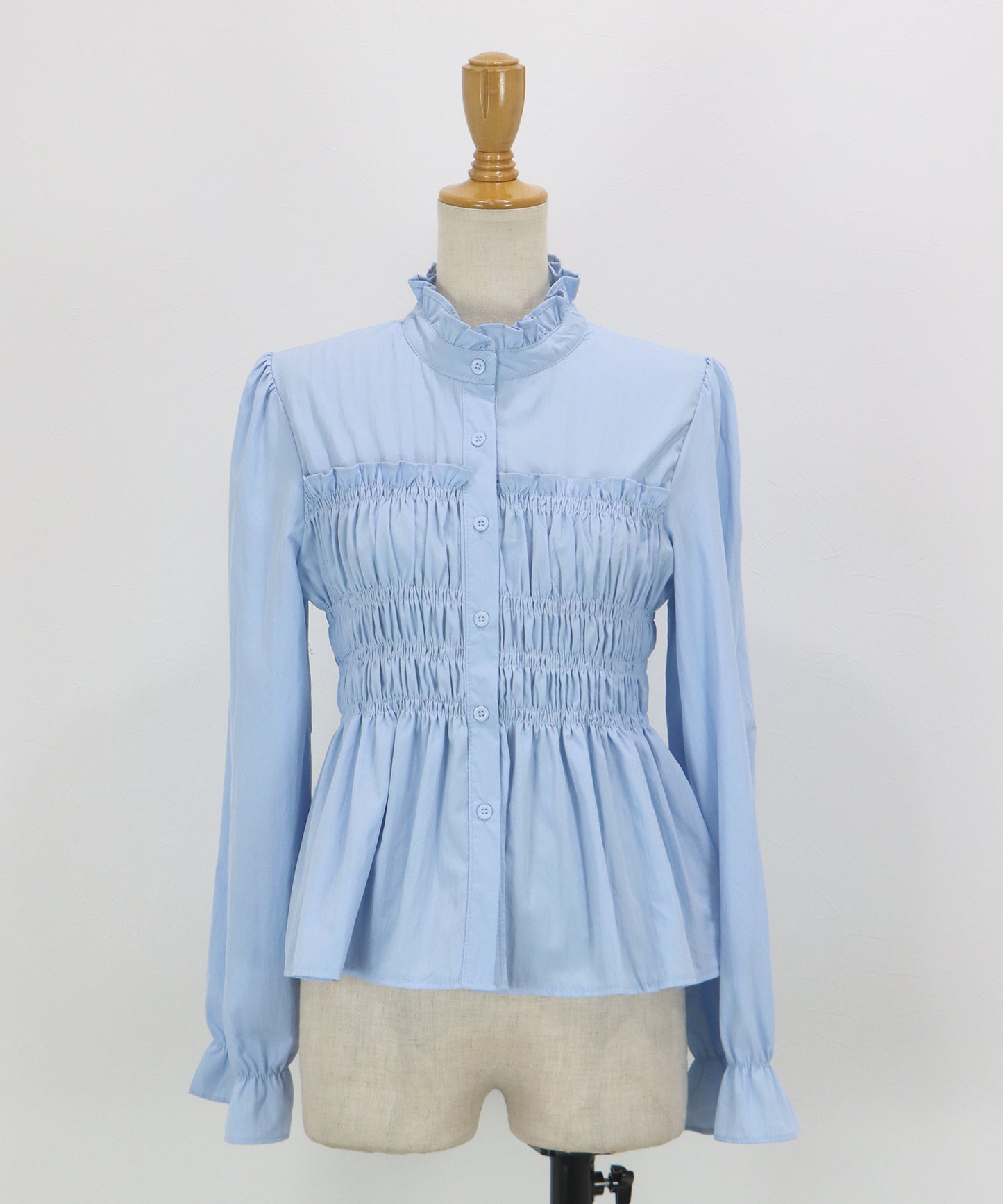 フリルネックシャーリングブラウス【ネコポス】