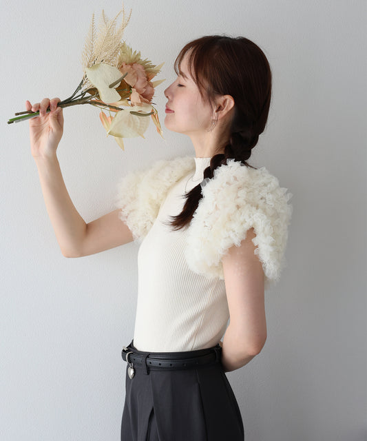 【早割5％OFF】フラワーチュールスリーブニット