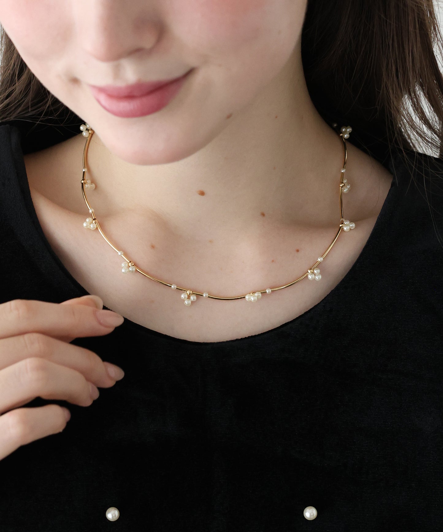 【早割5％OFF】フラワーパールバーネックレス / ニッケルフリー【ネコポス】