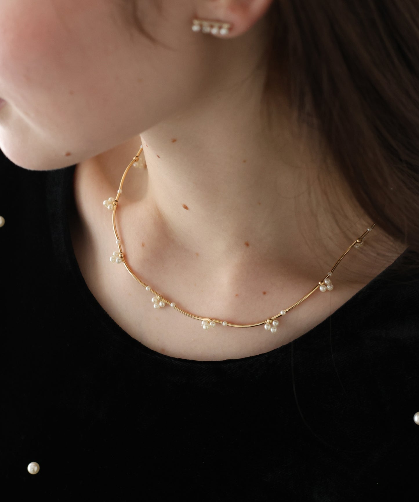 【早割5％OFF】フラワーパールバーネックレス / ニッケルフリー【ネコポス】