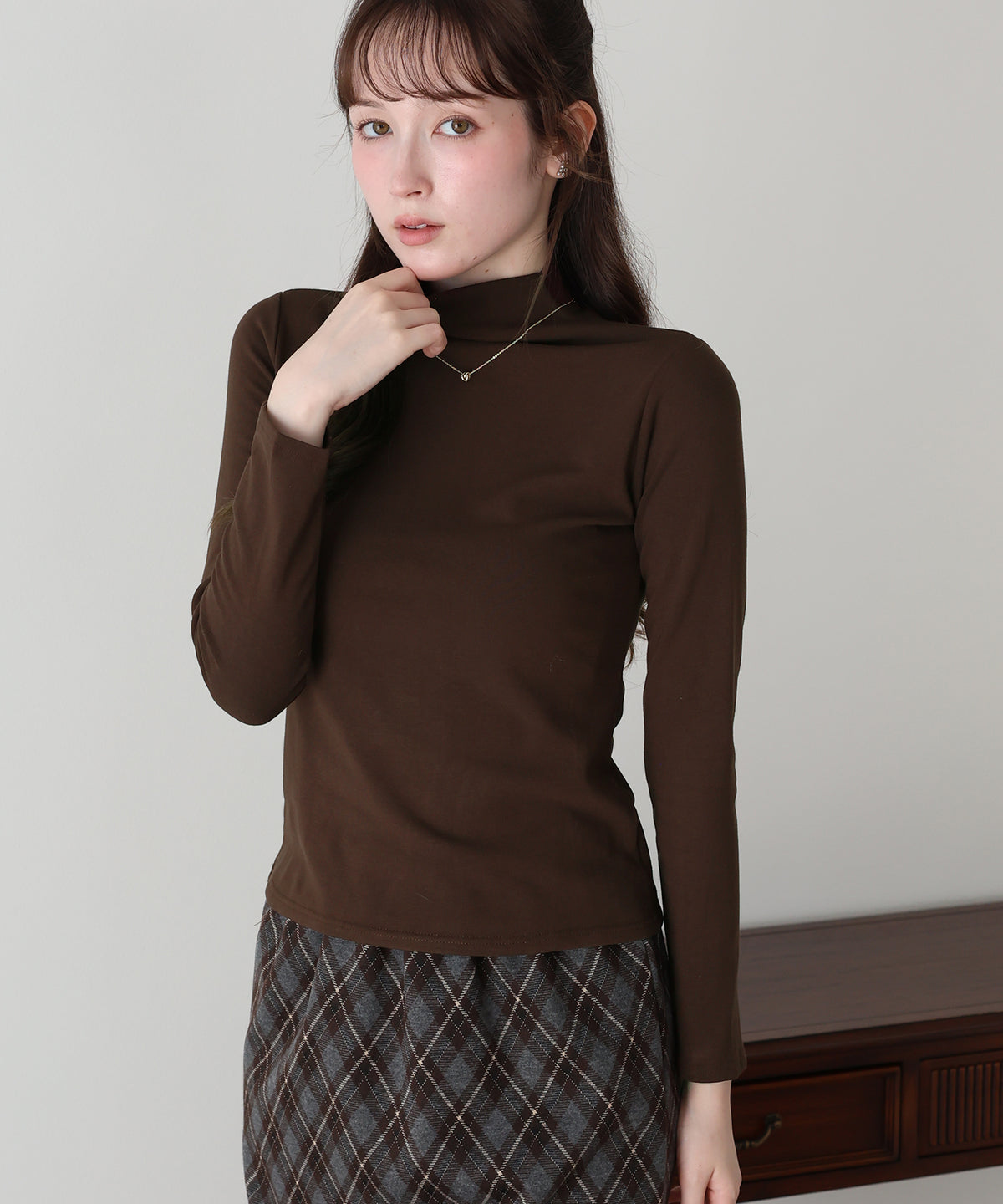 【早割5％OFF】裏起毛モックネックロングTシャツ【メール便】