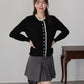 【早割5％OFF】レーストリムパールボタンカーディガン
