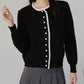 【早割5％OFF】レーストリムパールボタンカーディガン