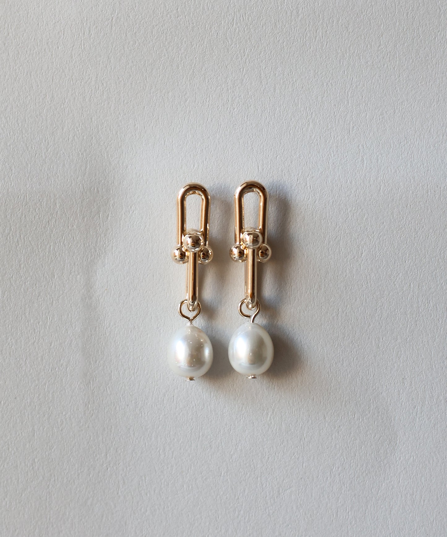 リンクチェーンパールピアス / ニッケルフリー【ネコポス】