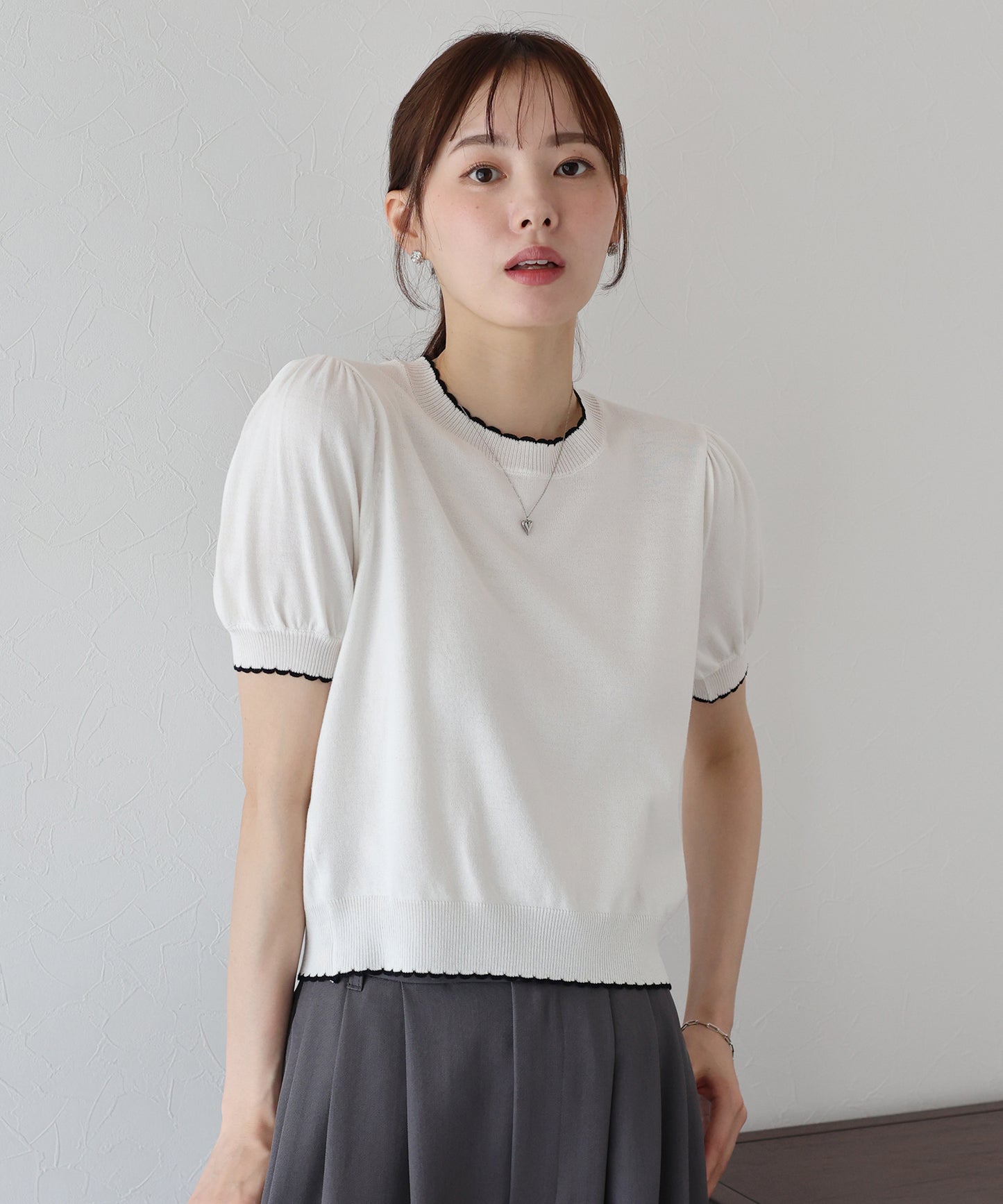 【TIME SALE】配色スカラップニット