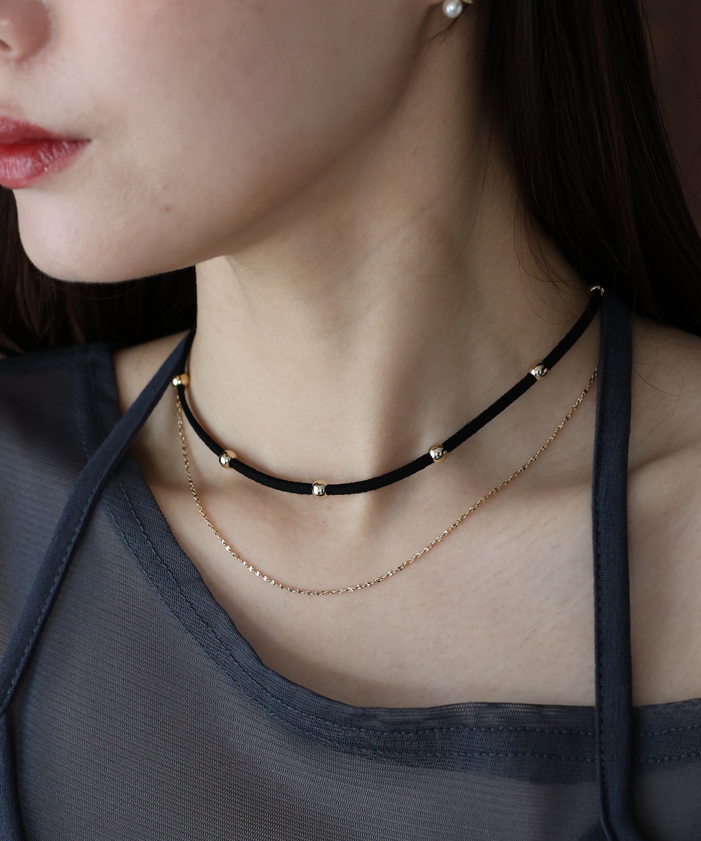 【早割5％OFF】チェーン&ボールコード2連ネックレス / ニッケルフリー【ネコポス】