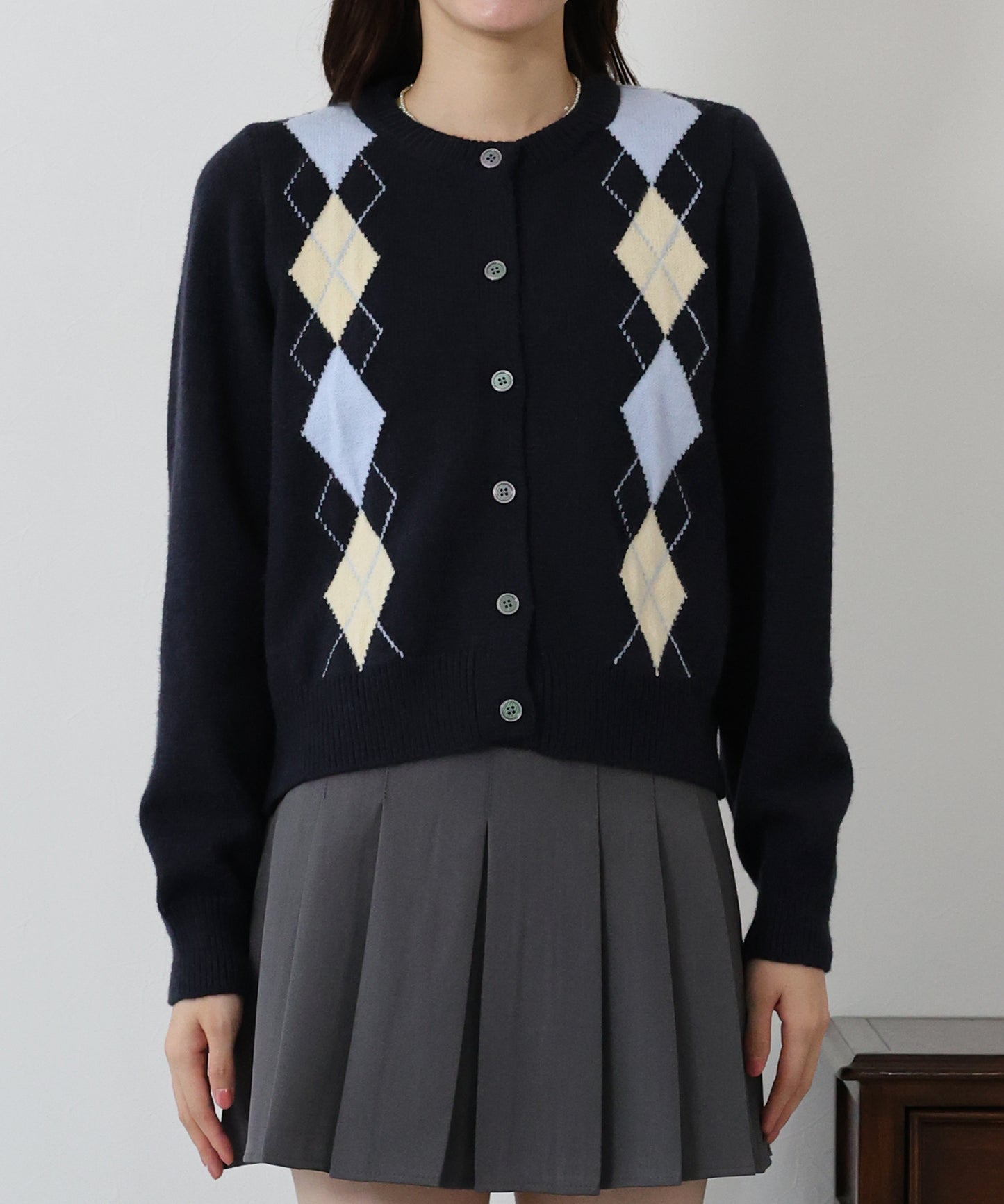 アーガイル柄カーディガン