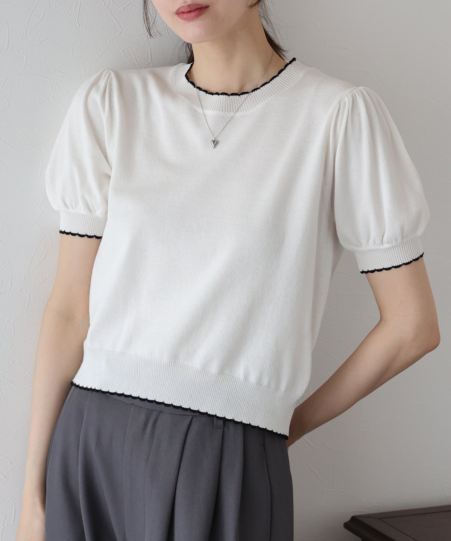 【TIME SALE】配色スカラップニット