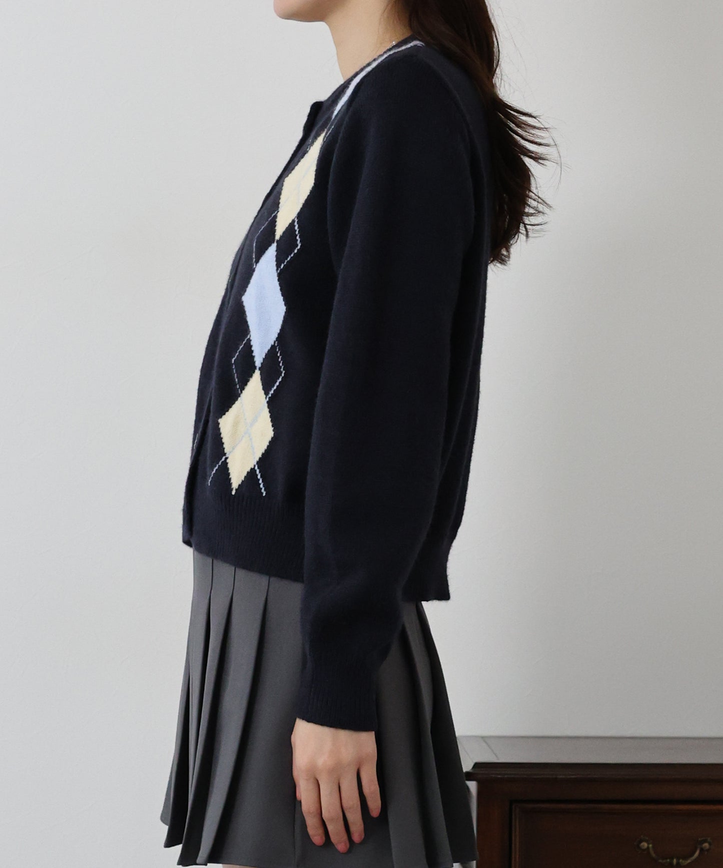 アーガイル柄カーディガン