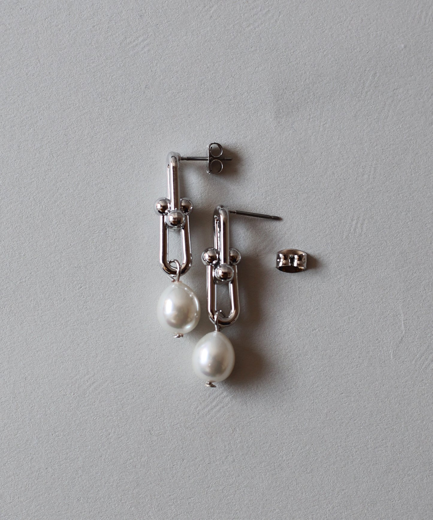 リンクチェーンパールピアス / ニッケルフリー【ネコポス】