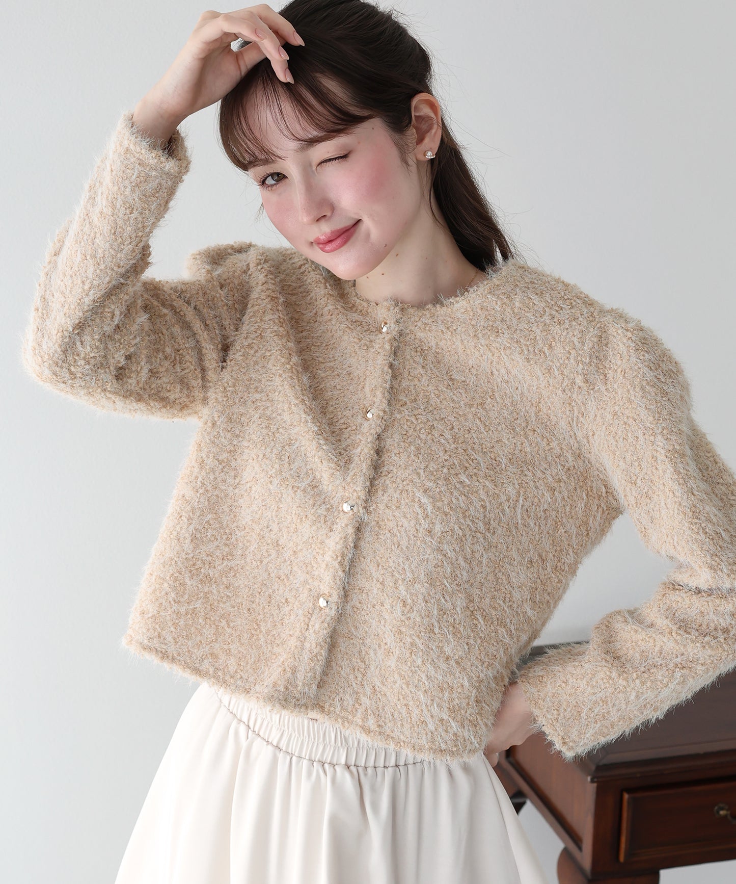 【早割5％OFF】ゴールドボタンシャギージャケット
