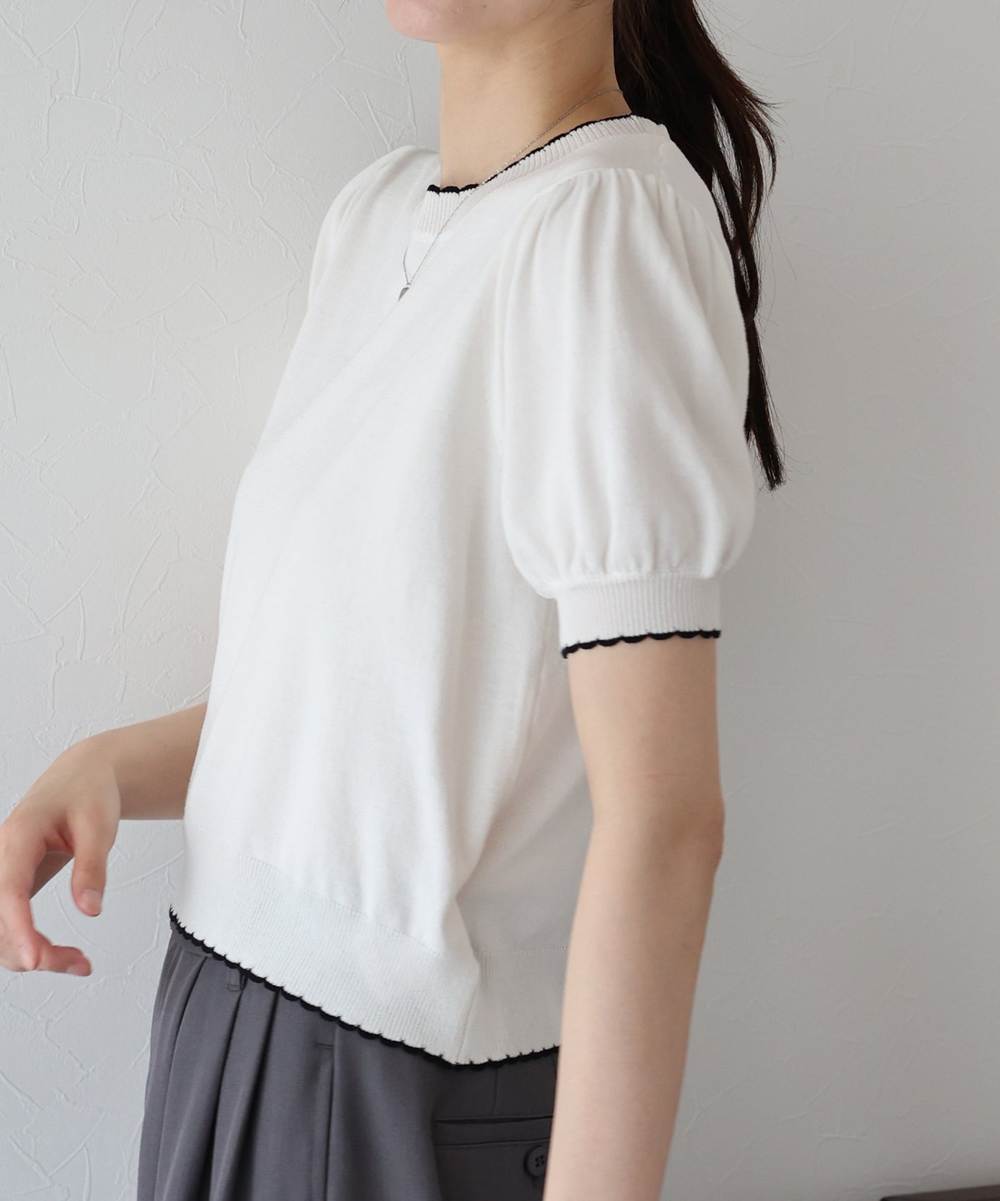 【TIME SALE】配色スカラップニット