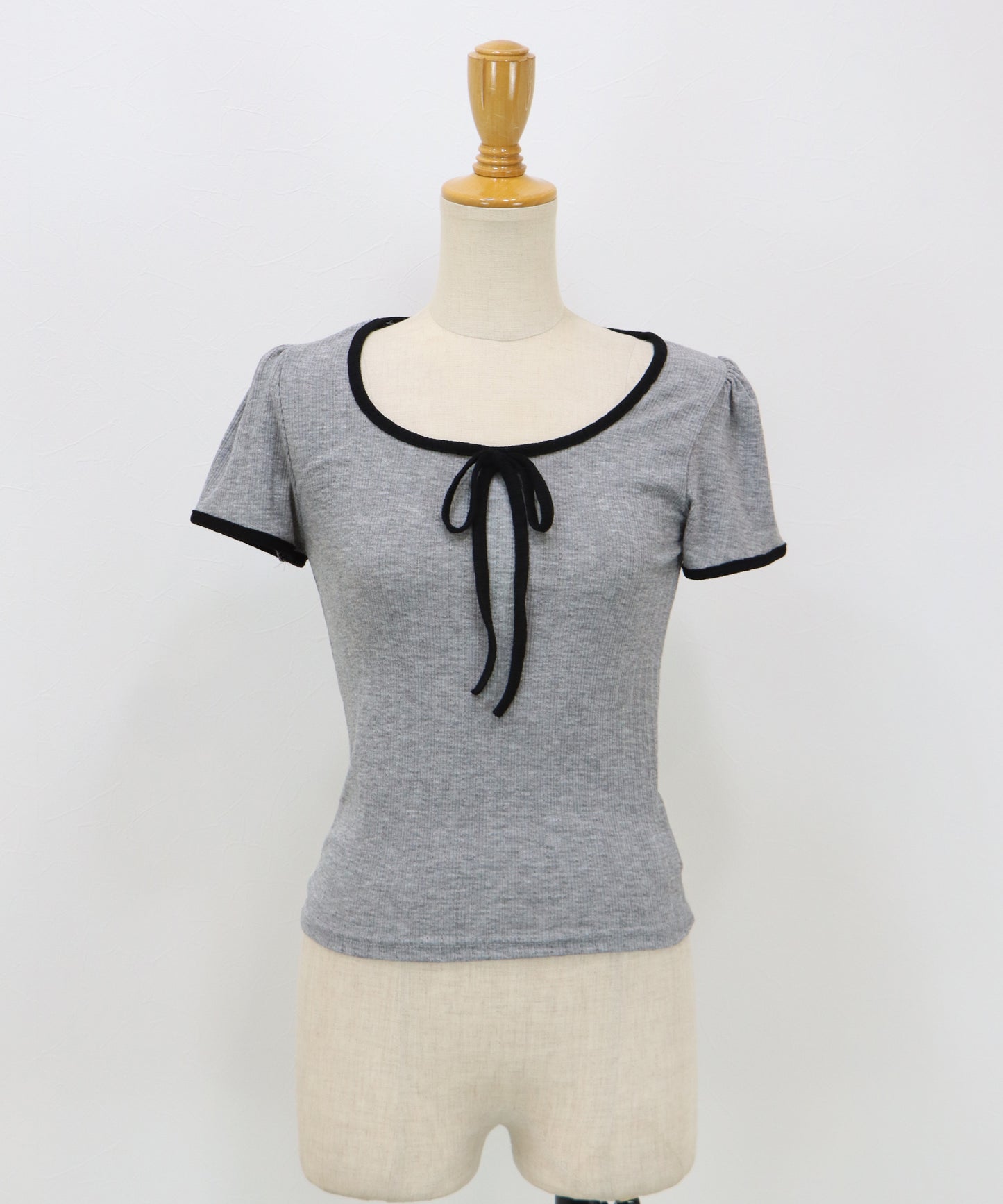 【SALE】バイカラーリボンカットソー【メール便】