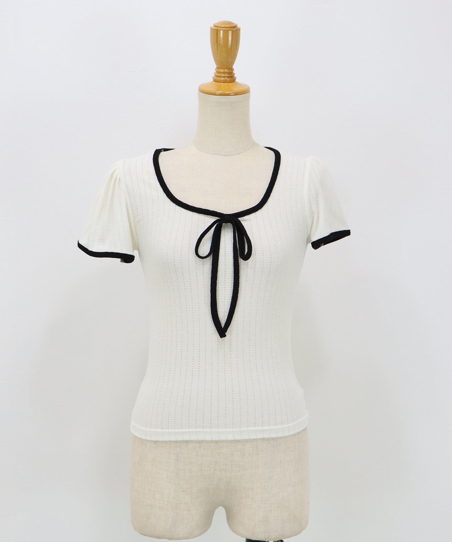 【SALE】バイカラーリボンカットソー【メール便】
