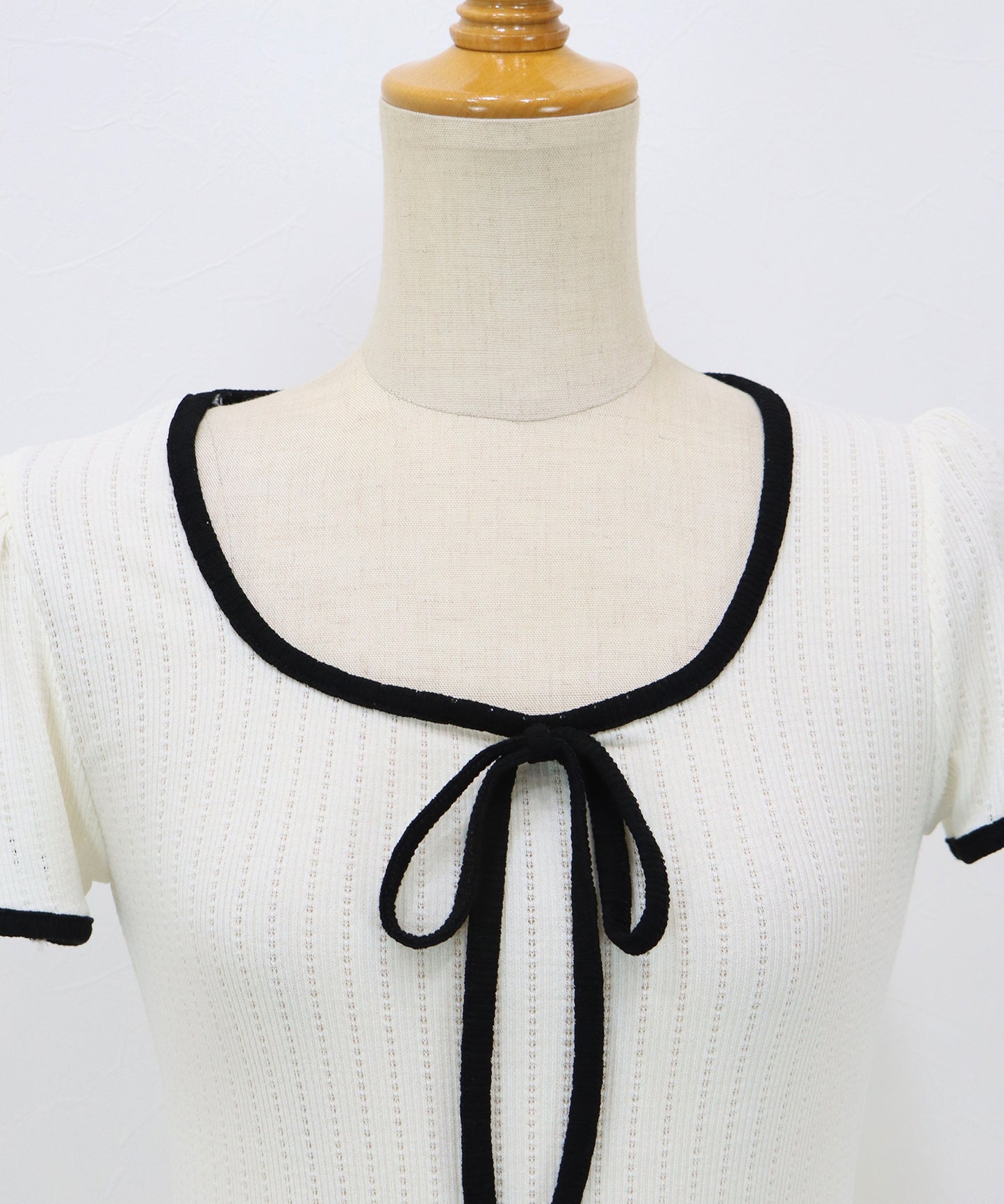 【SALE】バイカラーリボンカットソー【メール便】