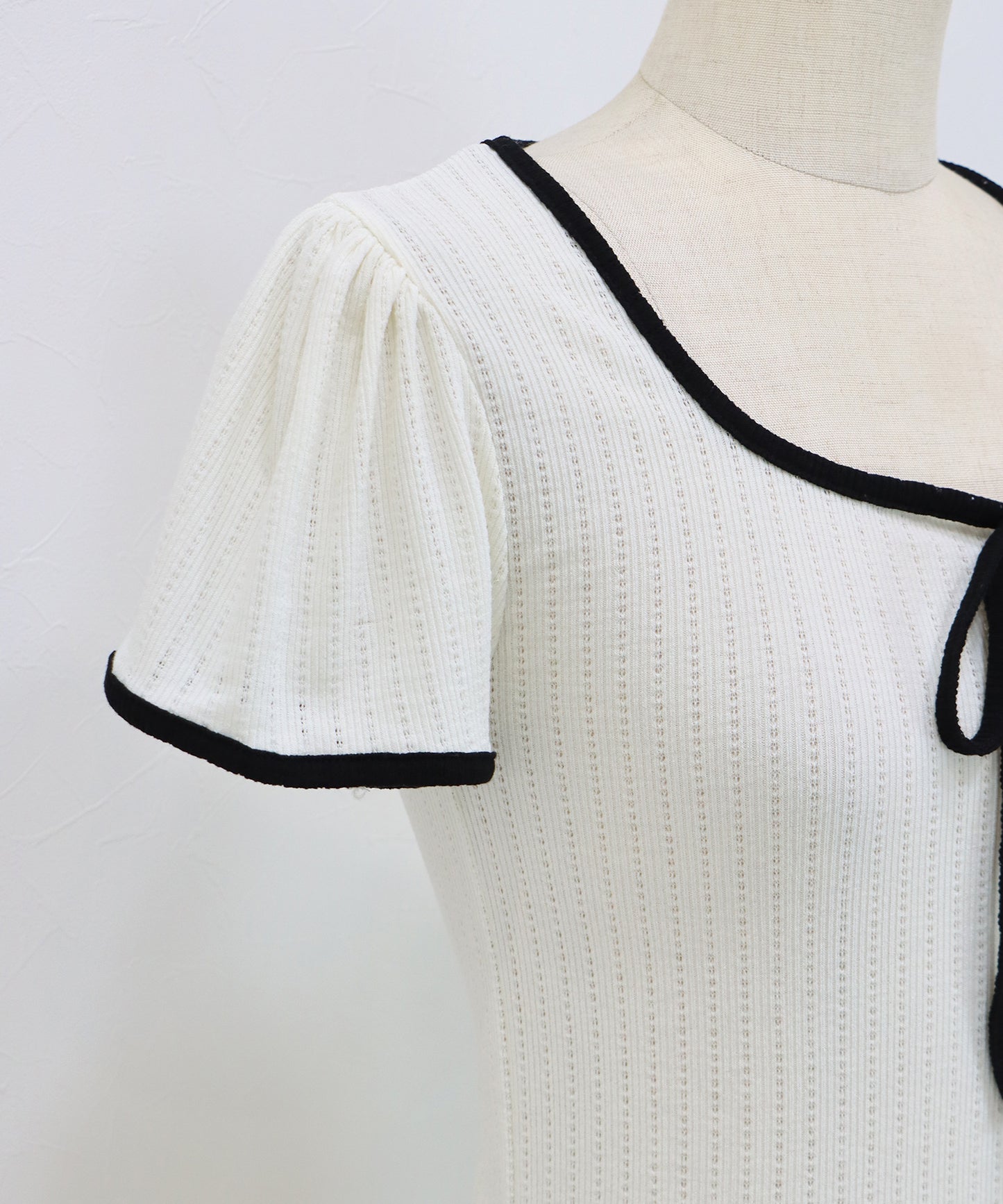 【SALE】バイカラーリボンカットソー【メール便】