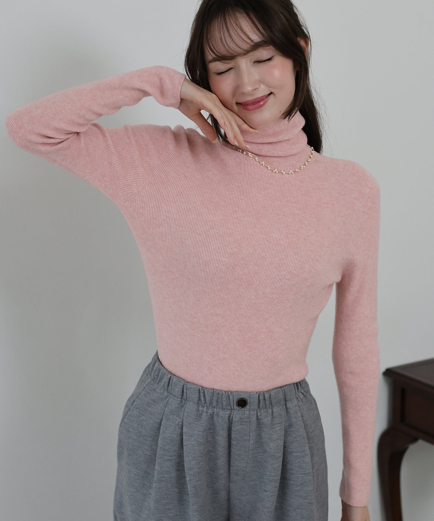 【早割5％OFF】ウール混タートルネックニット