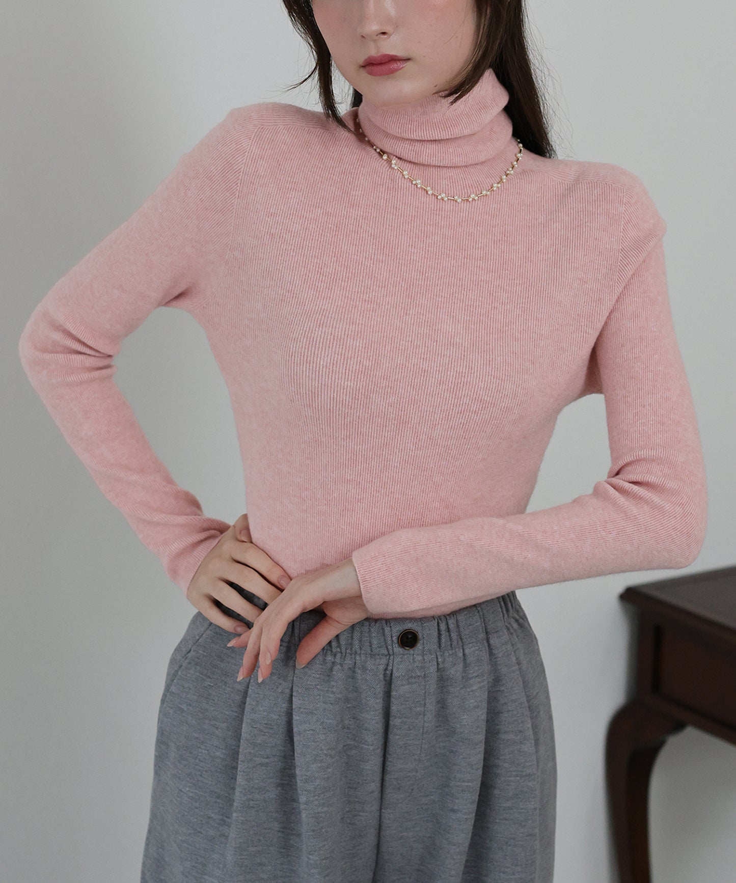 【早割5％OFF】ウール混タートルネックニット