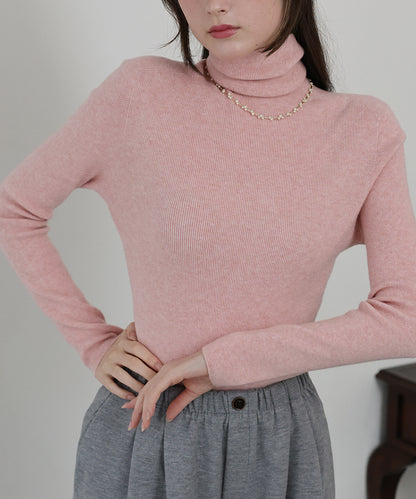 ウール混タートルネックニット