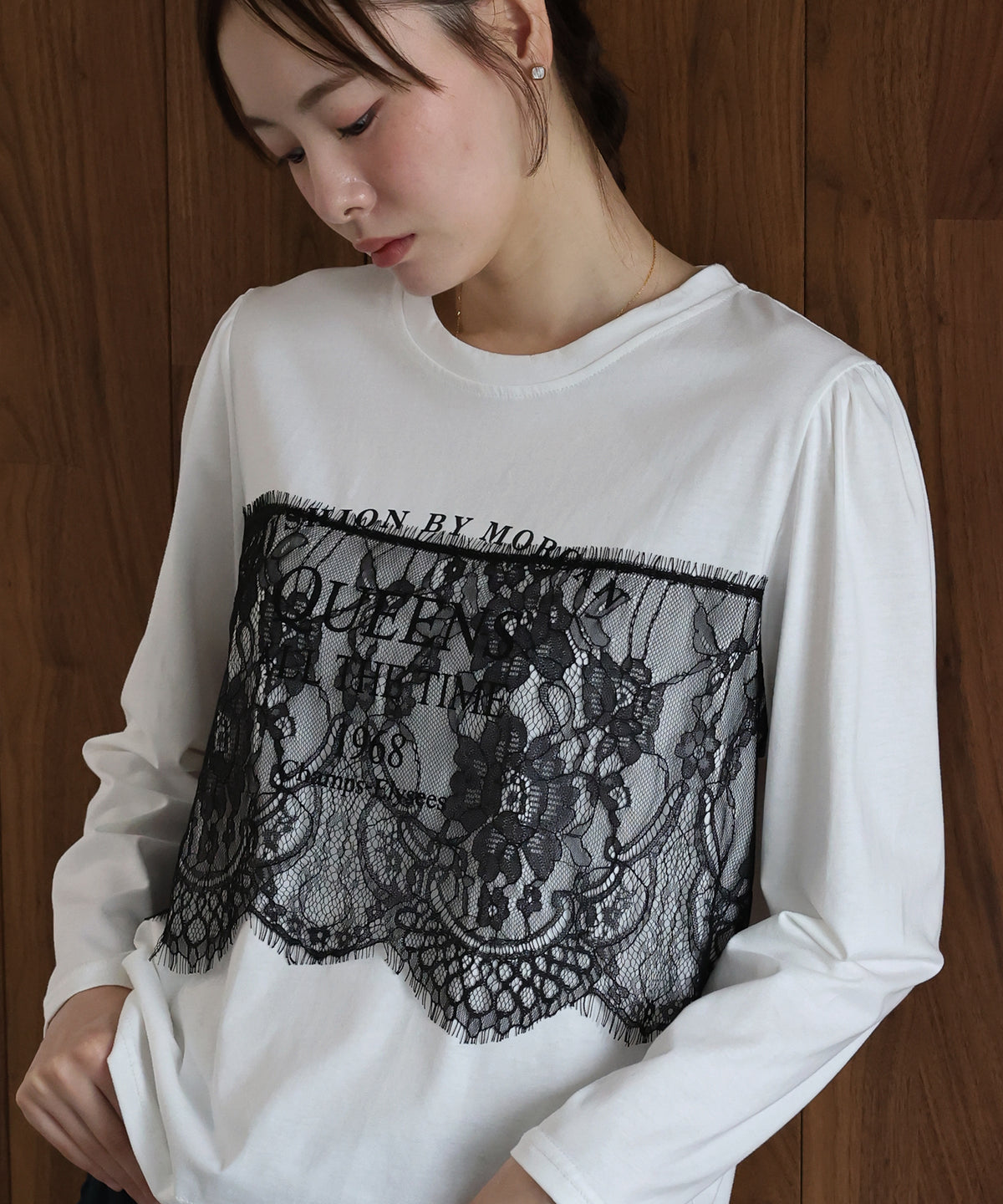ロングスリーブレースドッキングロゴTシャツ【メール便】