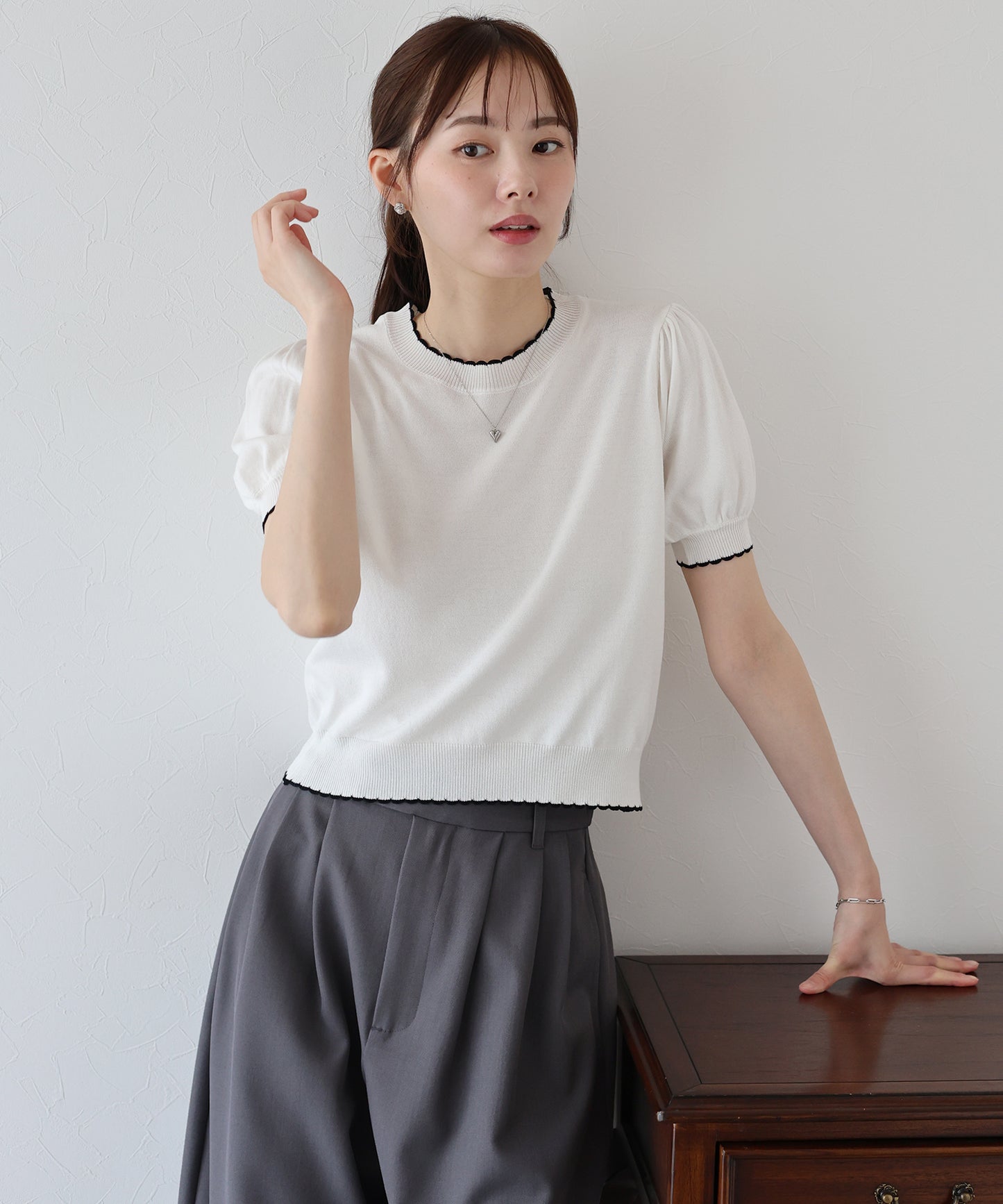 【TIME SALE】配色スカラップニット