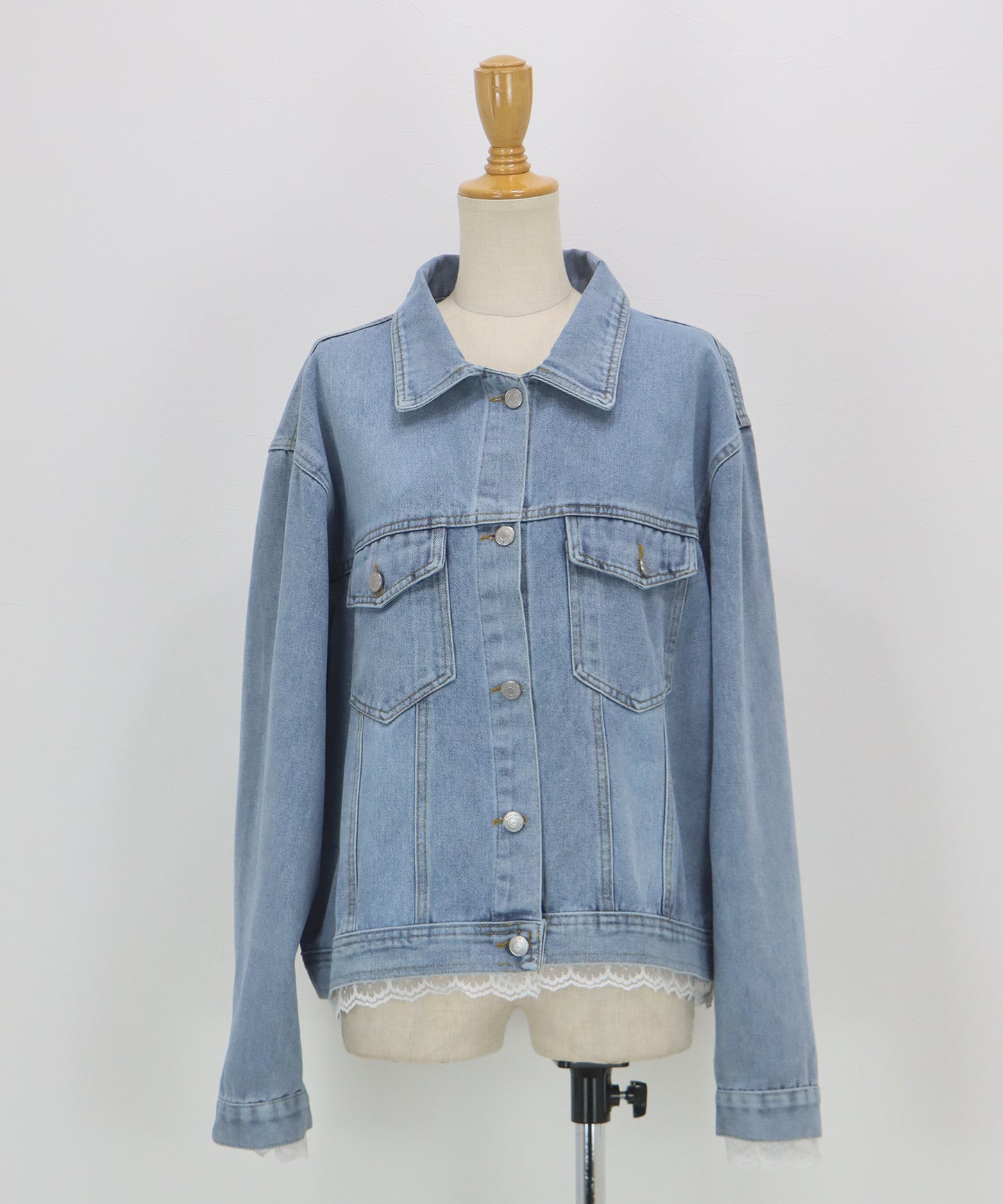 レーストリムデニムブルゾン