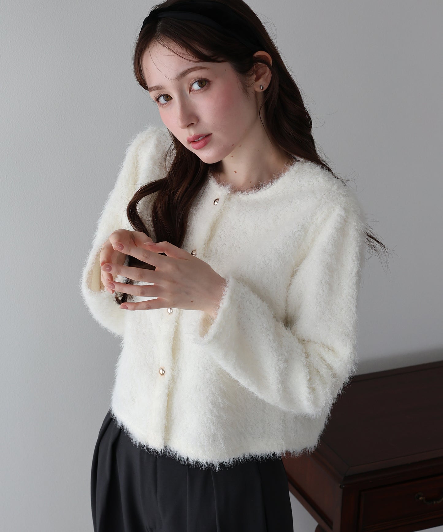 【早割5％OFF】ゴールドボタンシャギージャケット
