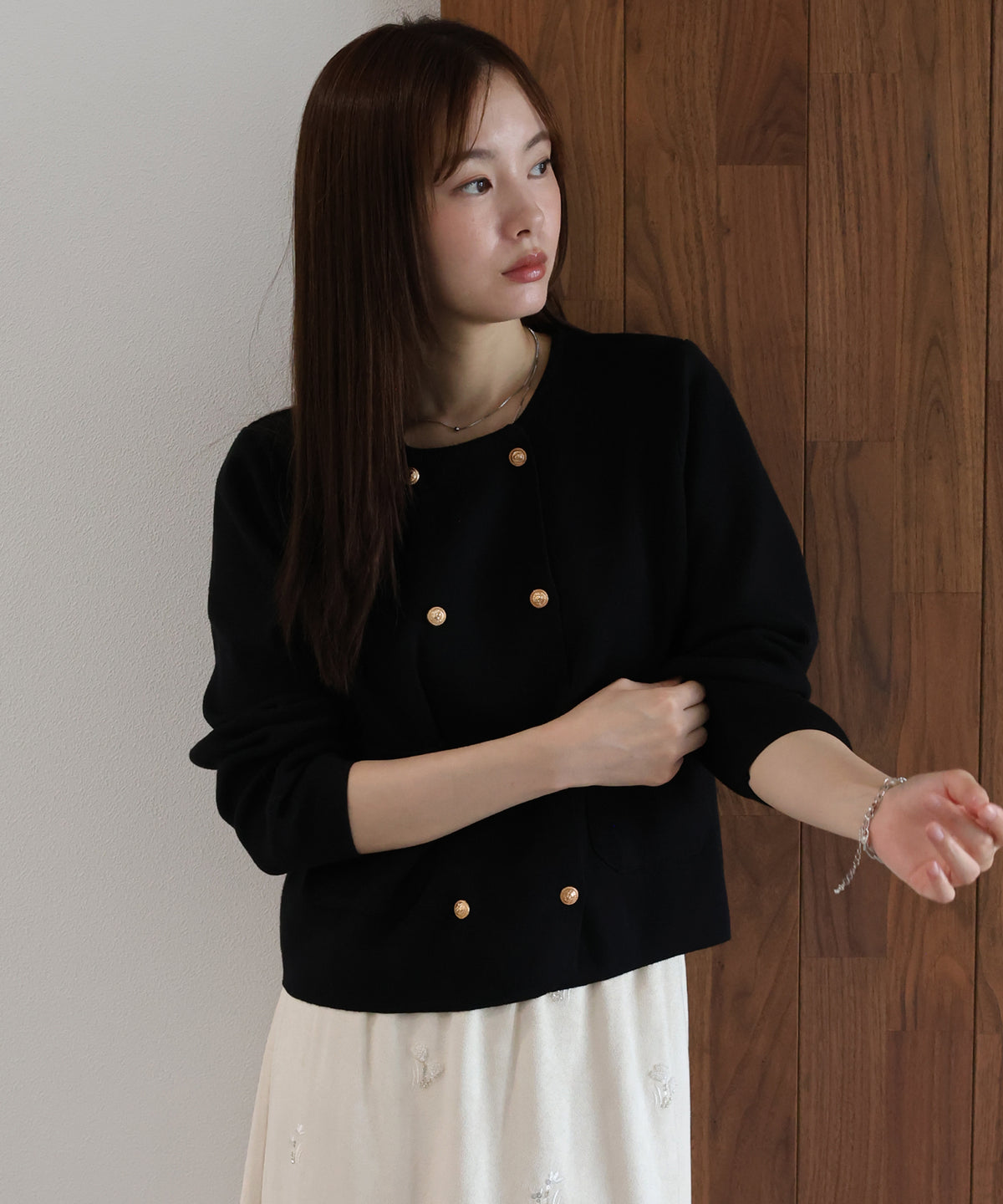 【早割5％OFF】ダブルブレストニットカーディガン