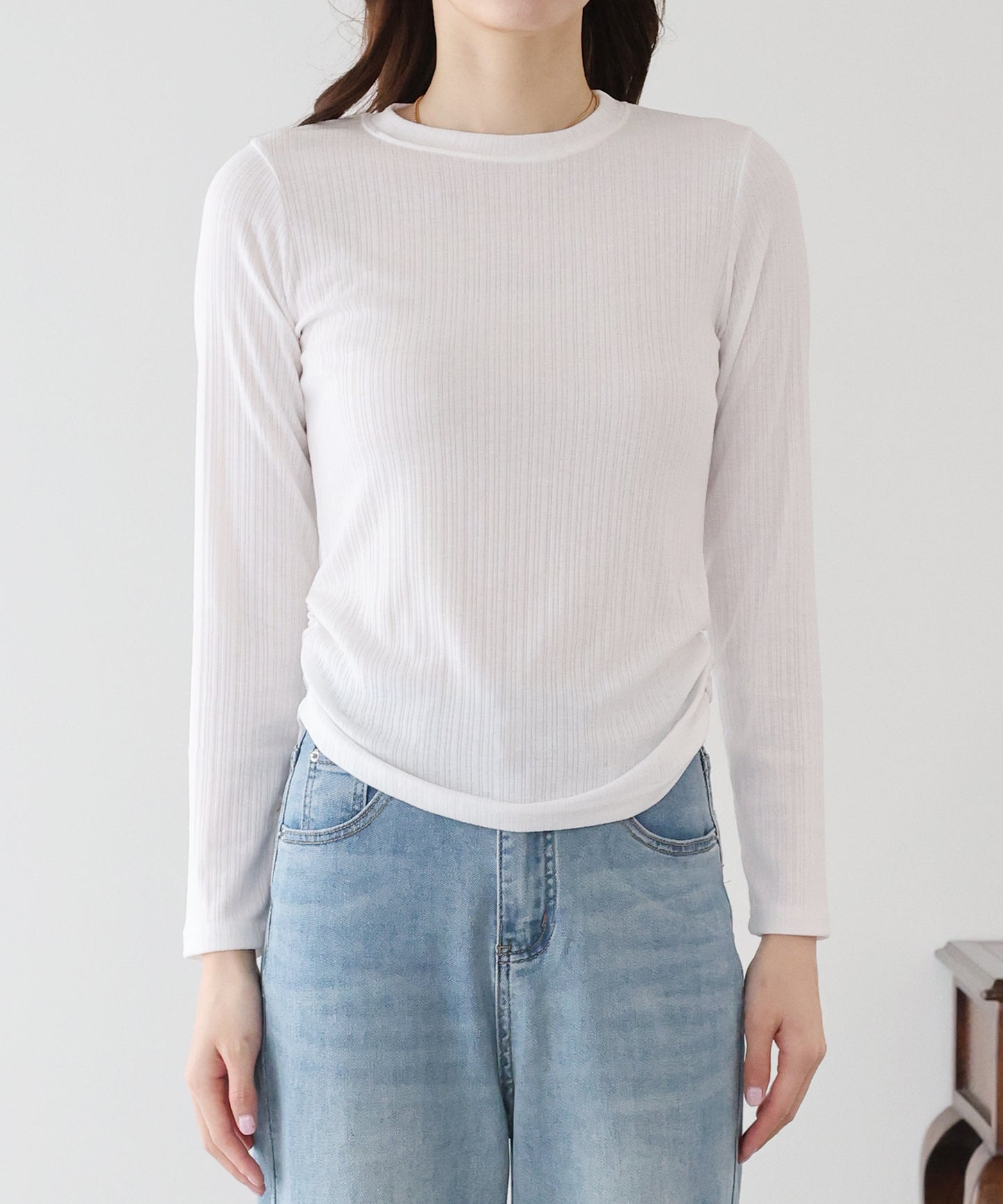 サイドギャザーシアーリブカットソー【ネコポス】