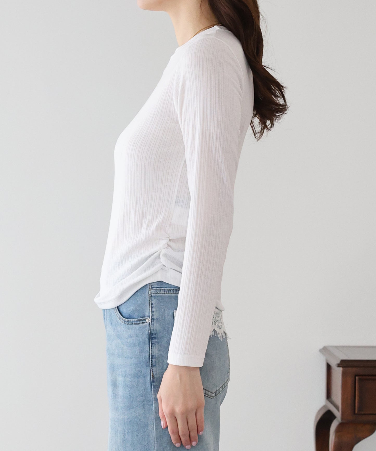 サイドギャザーシアーリブカットソー【ネコポス】