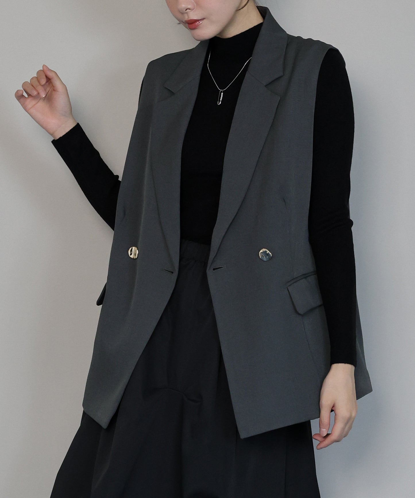 【TIME SALE】ニュアンスボタンテーラードジレ[ J by blue ]