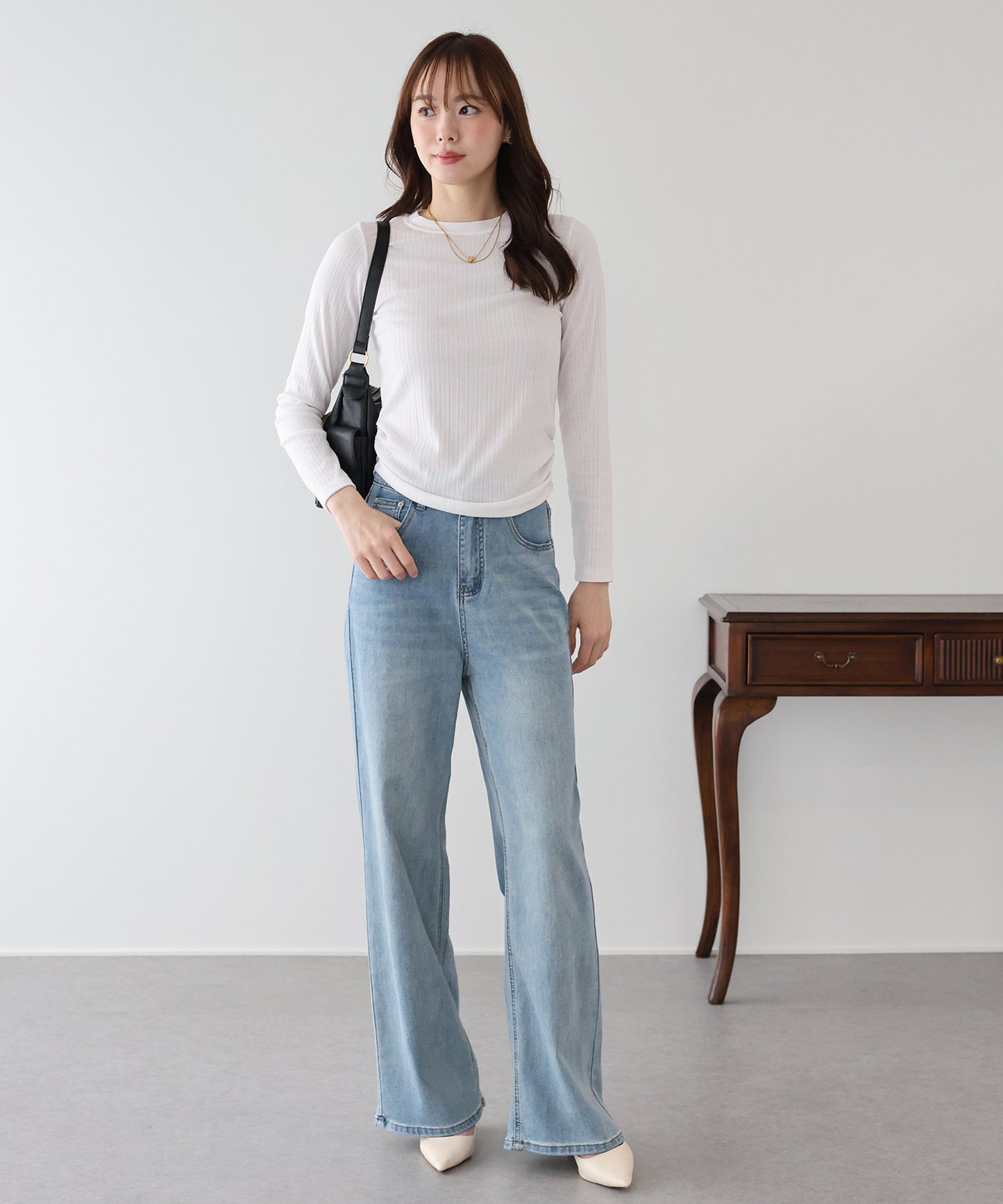 サイドギャザーシアーリブカットソー【ネコポス】