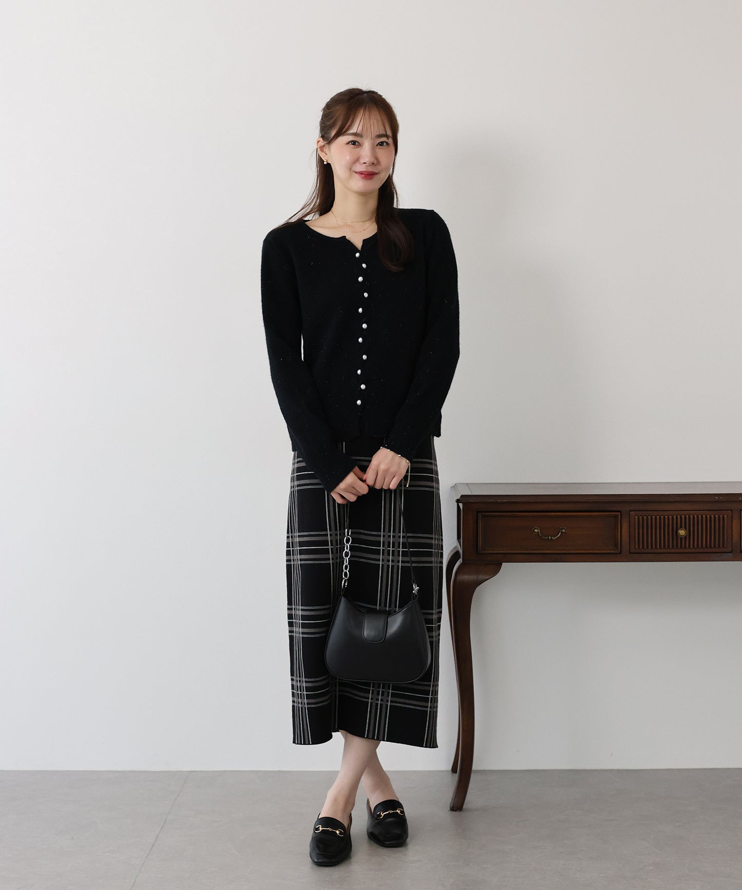 パールボタンラメカーディガン