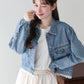 【早割5％OFF】レースドッキングデニムジャケット