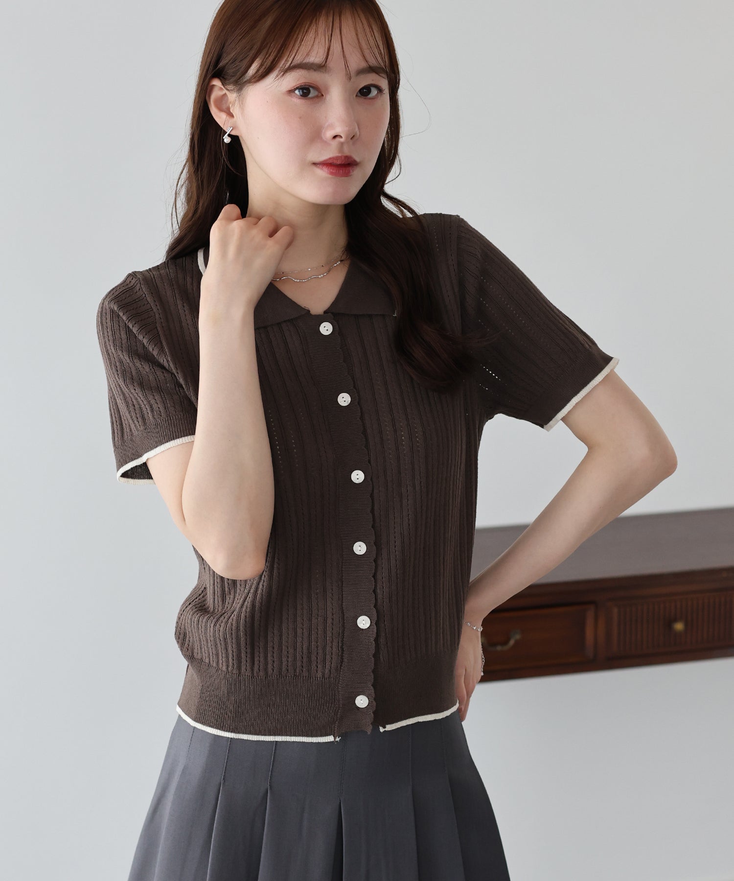 【路面店限定カラー】A.PRESSE 24SS 定番コットンニットポロ A.PRESSE コットンニットポロカーディガン | メンズファッション
