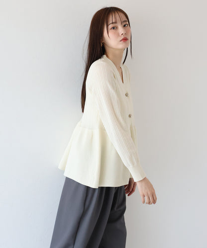 メッシュペプラムカーディガン