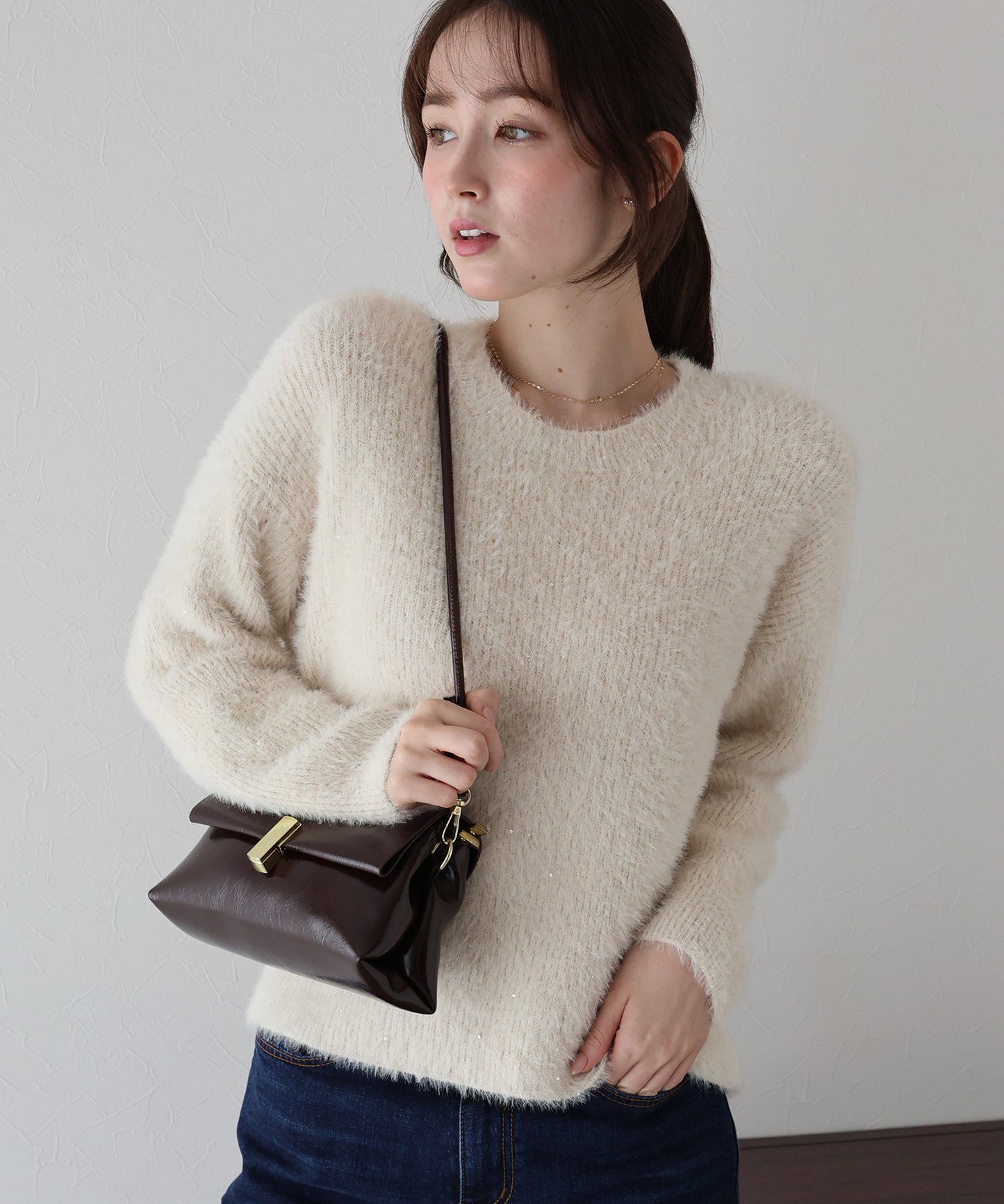 スパンコールラメシャギーニット