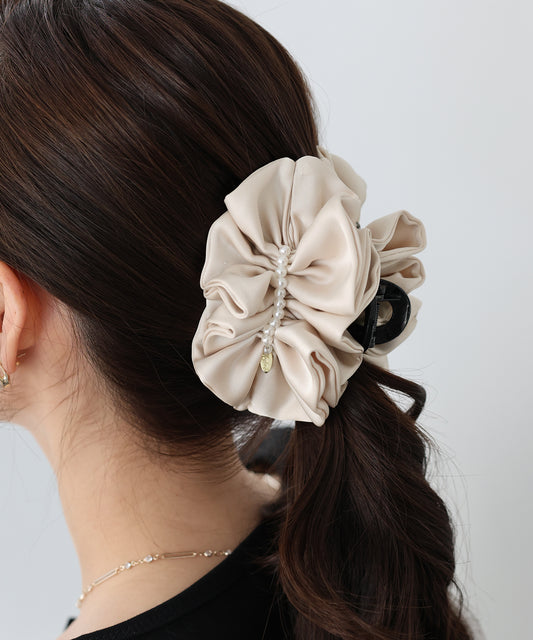 【早割5％OFF】サテンフリルバンスクリップ