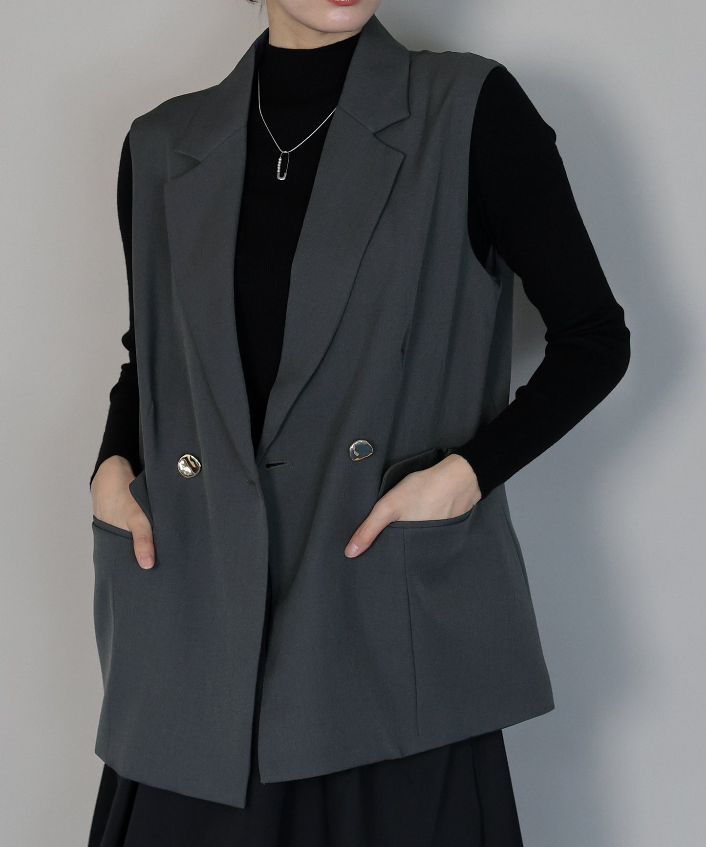 【TIME SALE】ニュアンスボタンテーラードジレ[ J by blue ]