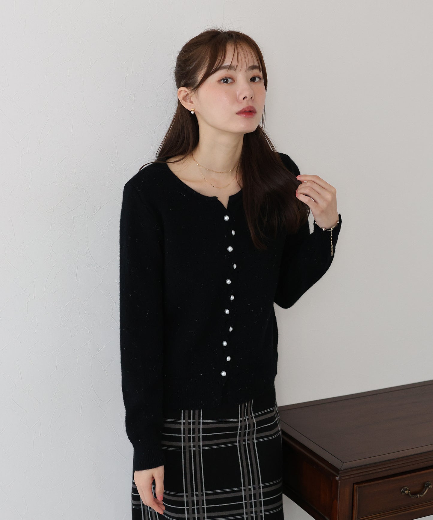 パールボタンラメカーディガン