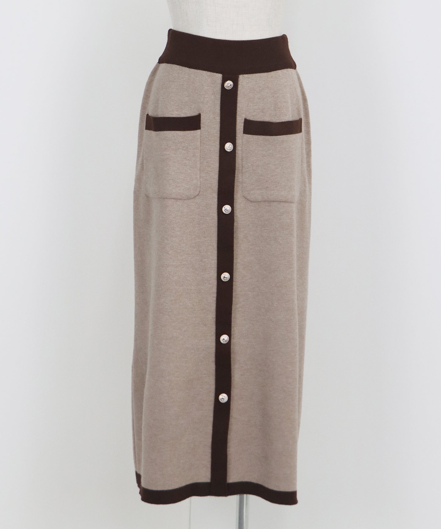 【TIME SALE】配色Vネックニット＆スカート セットアップ