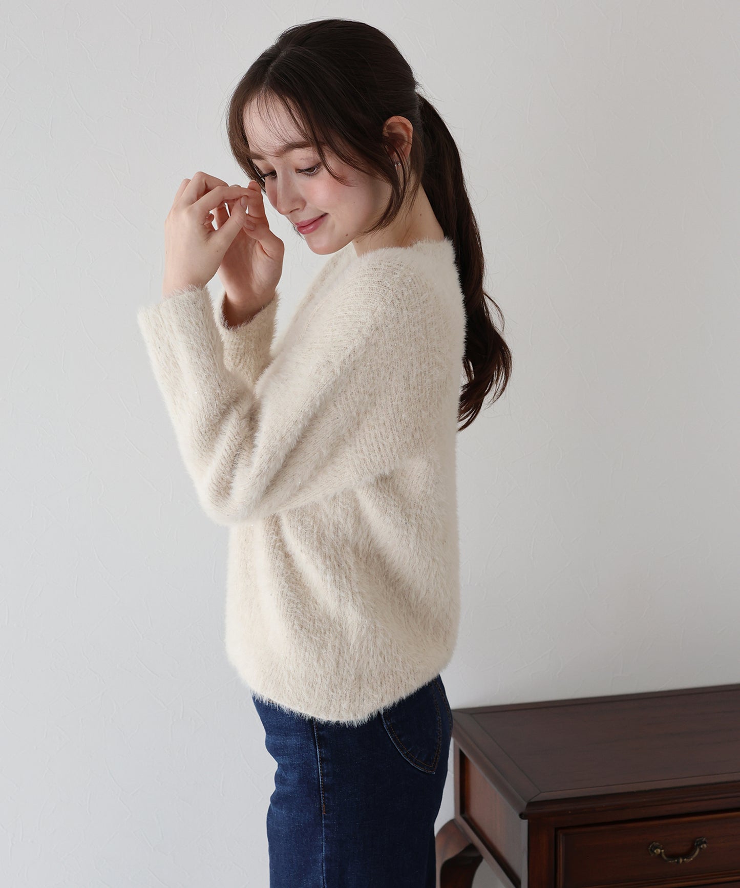 スパンコールラメシャギーニット