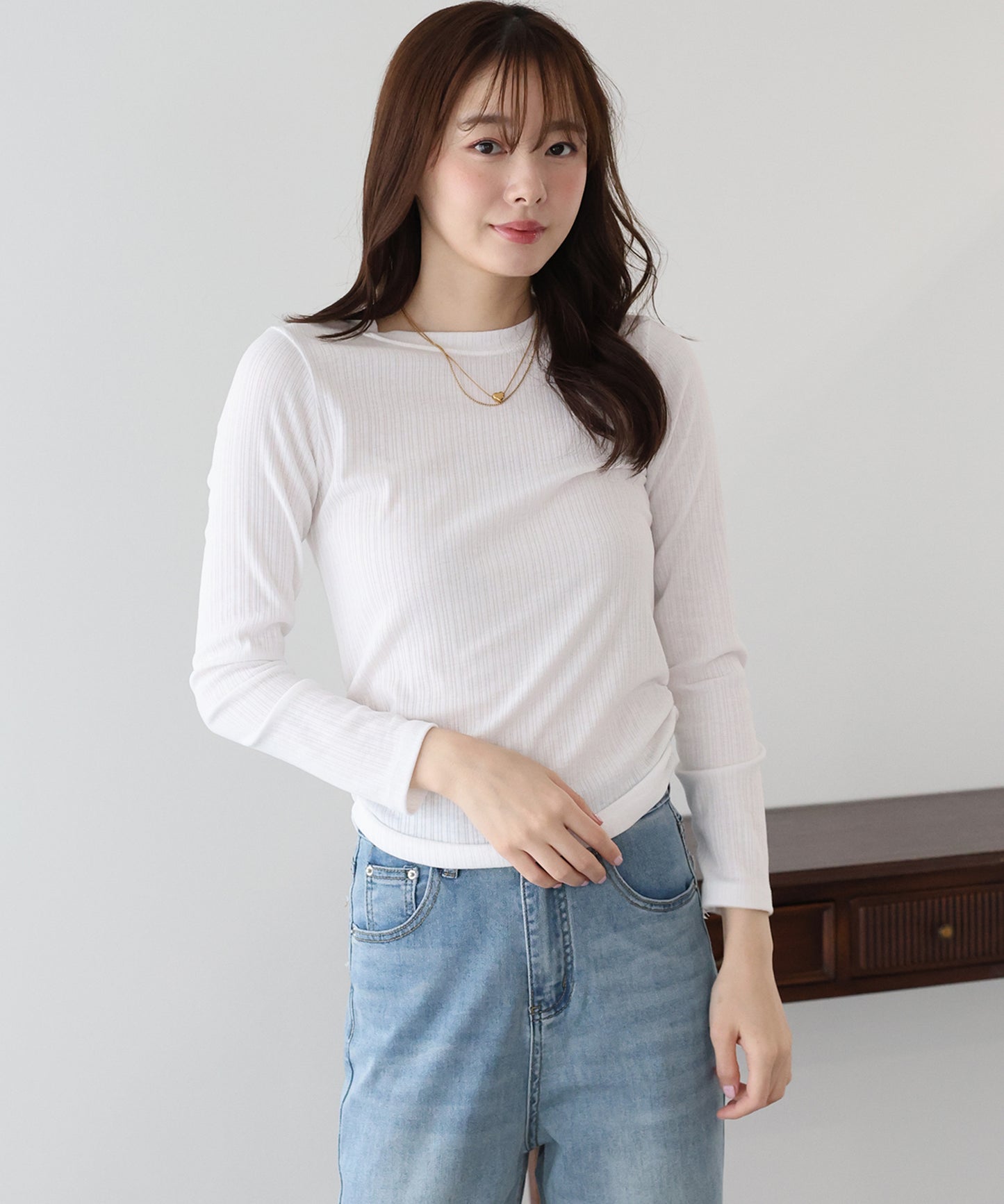 サイドギャザーシアーリブカットソー【ネコポス】