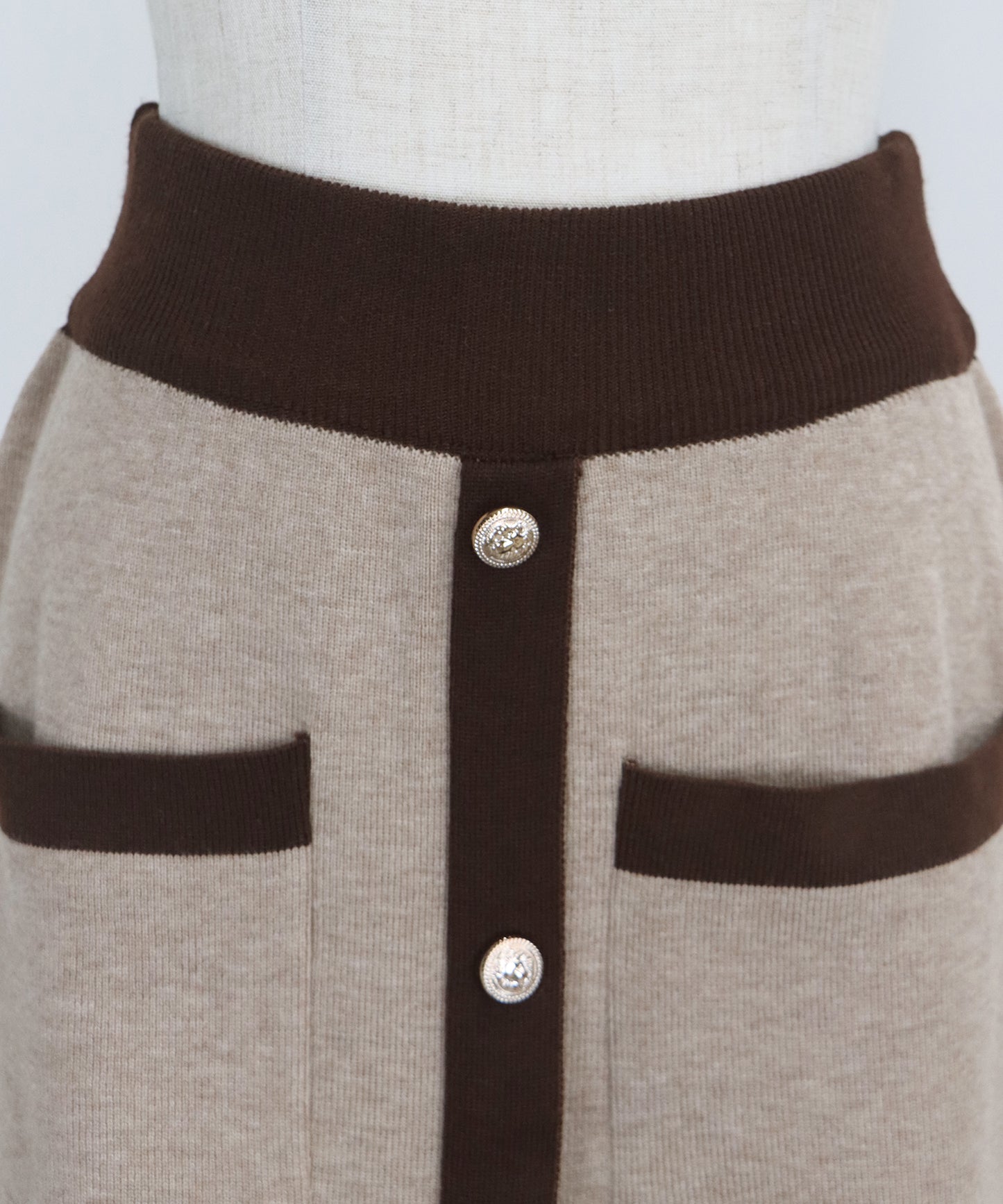 【TIME SALE】配色Vネックニット＆スカート セットアップ