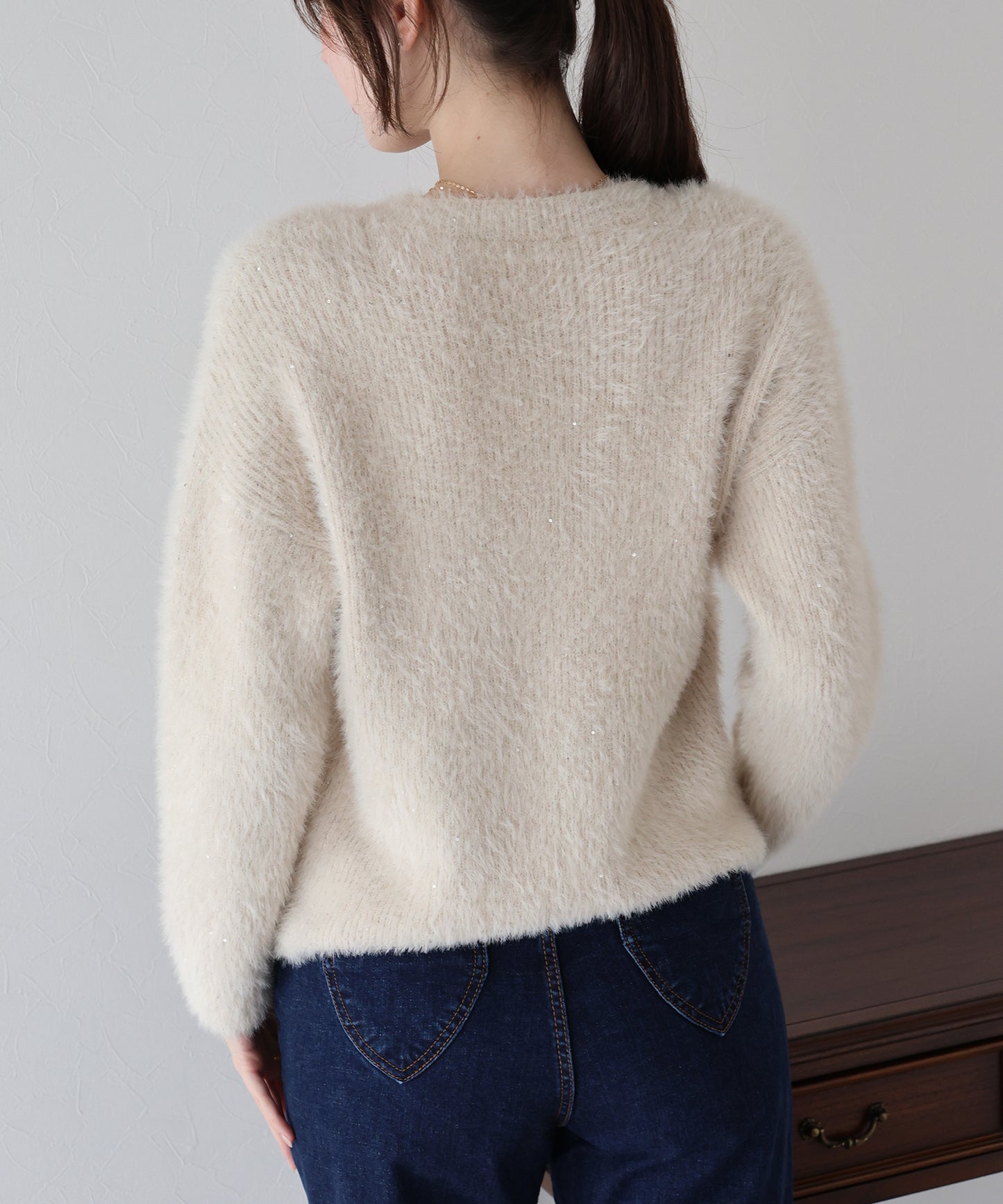 スパンコールラメシャギーニット